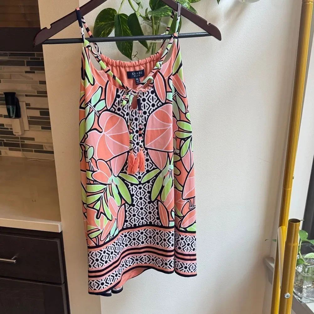 Kaari Blue Orange and Black Patterned Dress